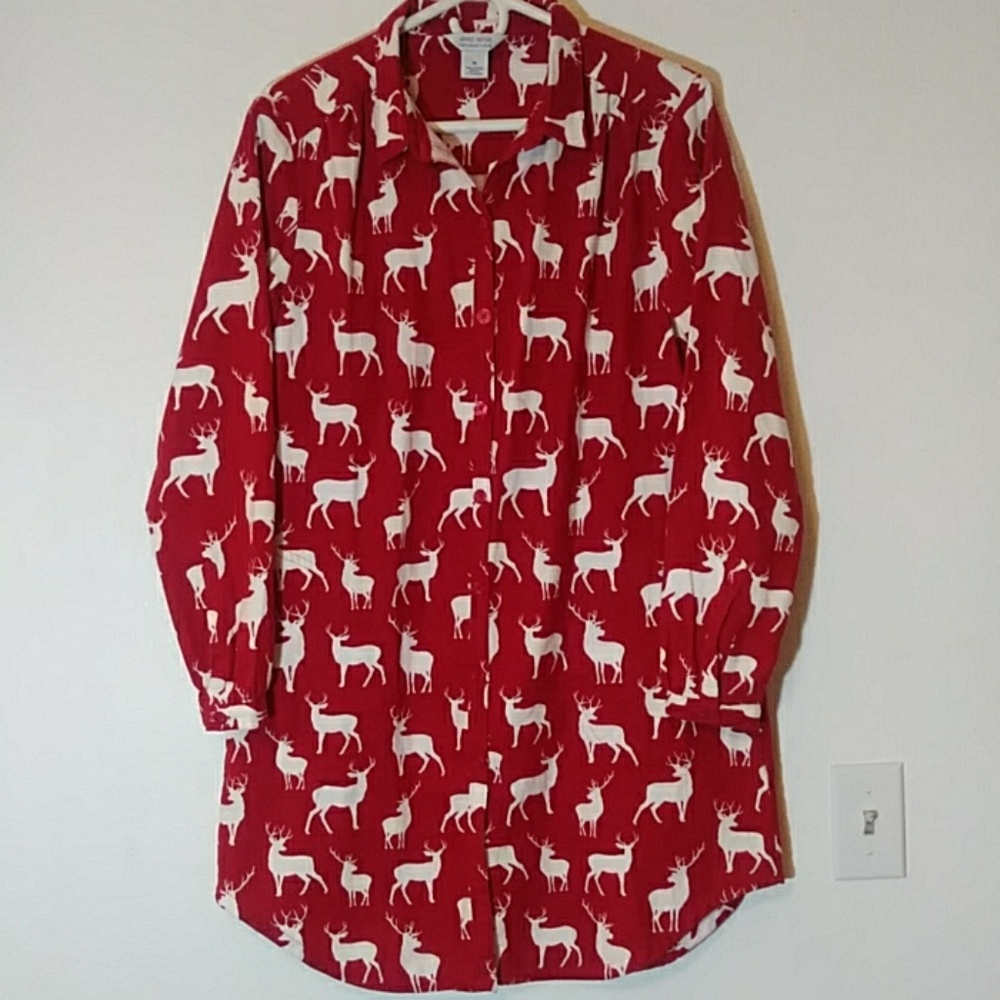 Red Deer Button Down Nightshirt